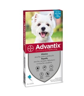 Advantix Spot-On per Cani da 4 a 10 Kg - Pipette antiparassitarie - 4 Pipette monodose da 1 ml 