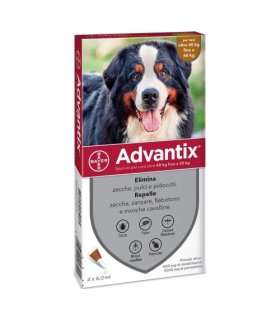 Advantix Spot-On per Cani da 40 a 60 Kg - Pipette antiparassitarie - 4 Pipette monodose da 6 ml 