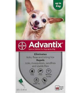 Advantix Spot-On per Cani fino a 4 Kg - Pipette antiparassitarie - 4 pipette monodose da 0,4 ml