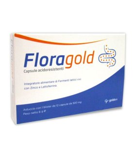 Floragold - Integratore per l'equilibrio della flora batterica intestinale - 12 capsule