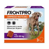 Frontpro Cani x3 Compresse Masticabili, Antiparassitario Per Cani (25-50Kg) Contro Pulci E Zecche Frontpro Cani x3 Compresse Masticabili, Antiparassitario Per Cani (25-50Kg) Contro Pulci E Zecche