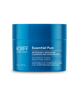 Korff Essential Maschera 2 in 1 - Effetto purificante e scrub viso uniformante - 50 g