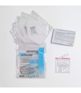 Mascherina Protettiva FFP2 Munus Medical Dispositivo di protezione individuale DPI Confezione da 5 pezzi con Ganci Salvaorecchie