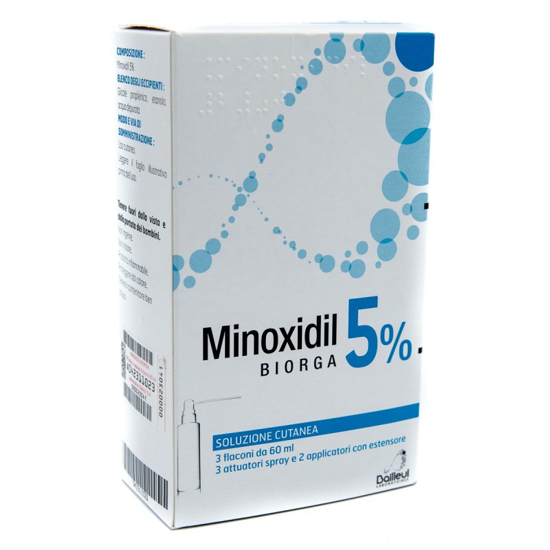 Minoxidil Biorga Soluzione Cutanea 5% 3 Flaconi da 60 ml