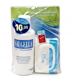 Saugella Dermoliquido Detergente Intimo pH 3,5 500 ml + Salviettine Struccanti 25 pezzi