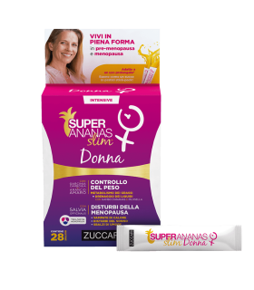 Super Ananas Slim Intensive Donna - Integratore drenante per il controllo del peso corporeo in menopausa - 28 sticks