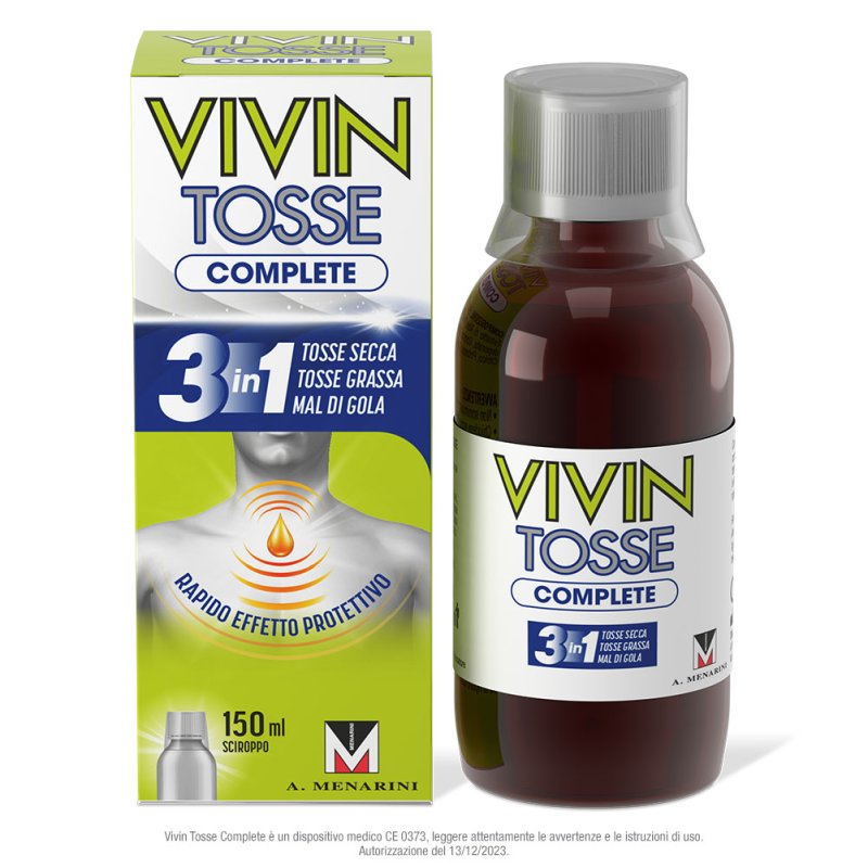Vivin Tosse Complete - Rapido sollievo da mal di gola, tosse secca e tosse grassa - 150 ml Vivin Tosse Complete - Rapido sollievo da mal di gola, tosse secca e tosse grassa - 150 ml