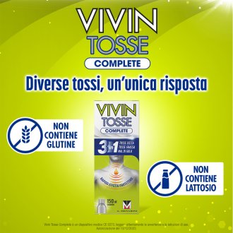 Vivin Tosse Complete - Rapido sollievo da mal di gola, tosse secca e tosse grassa - 150 ml Vivin Tosse Complete - Rapido sollievo da mal di gola, tosse secca e tosse grassa - 150 ml