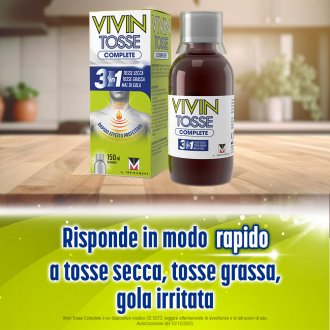 Vivin Tosse Complete - Rapido sollievo da mal di gola, tosse secca e tosse grassa - 150 ml Vivin Tosse Complete - Rapido sollievo da mal di gola, tosse secca e tosse grassa - 150 ml