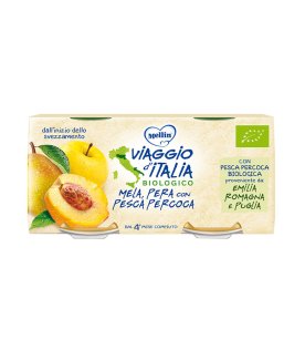 MELLIN Omogeneizzato Viaggio D'Italia Bio Mela Pera Percoca 2x100g