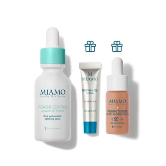 Miamo Protocollo Estivo Macchie Della Pelle - Pigment control serum + Renewal peel serum + Pigment defense tinted sunscreen drops SPF 50+