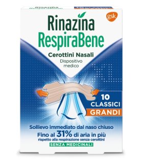 Rinazina Respirabene Cerotto Nasale Classico Adulti Formato Grande 10 cerotti