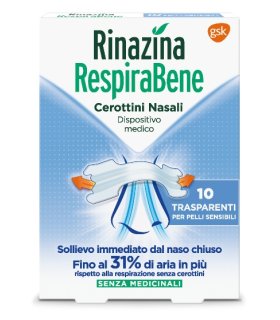Rinazina Respirabene Cerotto Nasale Classico Adulti Trasparente 10 cerotti