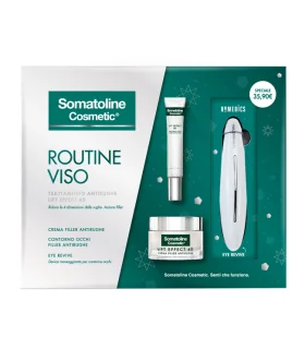 Somatoline Cosmetic Cofanetto di Natale 4D Crema e Occhi - Crema filler antirughe 50 ml + Contorno occhi filler antirughe 15 ml + Dispositivo massaggiante per contorno occhi