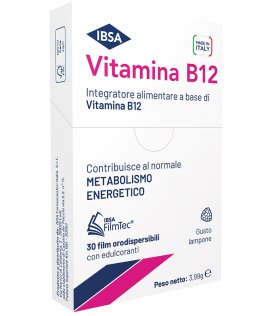 Vitamina B12 IBSA  - Integratore alimentare a base di VItamina B12 - 30 Film Orali 
