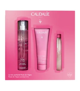 Caudalie Cofanetto di Natale Trio Rose De Vigne - Acqua profumata 50 ml + Gel doccia 50 ml + Acqua profumata roll on 10 ml