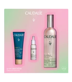 Caudalie Cofanetto di Natale Trio Detox e Luminosità - Acqua di bellezza 100 ml + Vinoperfect siero 10 ml + Vinergetic Maschera 15 ml
