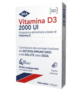 Vitamina D3 2000 UI IBSA - Integratore alimentare a base di Vitamina D - 30 Film Orodispersibili