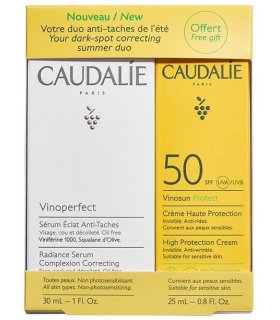 Caudalie Cofanetto Vinoperfect Siero Antimacchie da 30 ml + Vinosun Protect Fluido Solare Viso SPF50+ 20 ml - Edizione 2023