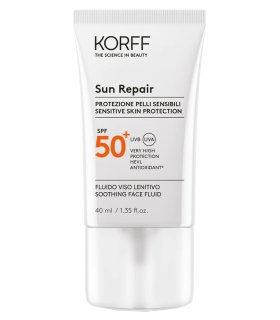 Korff Sun Repair Fluido Viso Lenitivo SPF50+ - Protezione solare viso molto alta per pelli sensibili - 40 ml