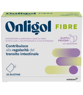 Onligol Fibre - Integratore a base di Psyllium per la regolarità del transito intestinale - Gusto Prugna - 20 buste