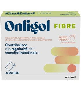 Onligol Fibre - Integratore a base di Psyllium per la regolarità del transito intestinale - Gusto Pesca - 20 buste