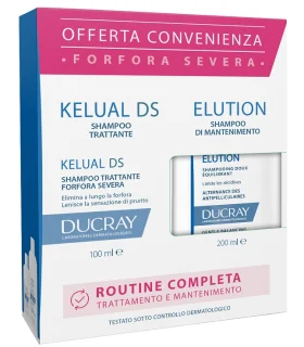 Ducray Routine Completa per Forfora Severa - Kelual Ds shampoo + Elution shampoo equilibrante 