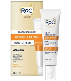 Roc Multi Correxion Revive + Glow Crema Idratante SPF30 - Crema viso illuminante alla vitamina C - 50 ml