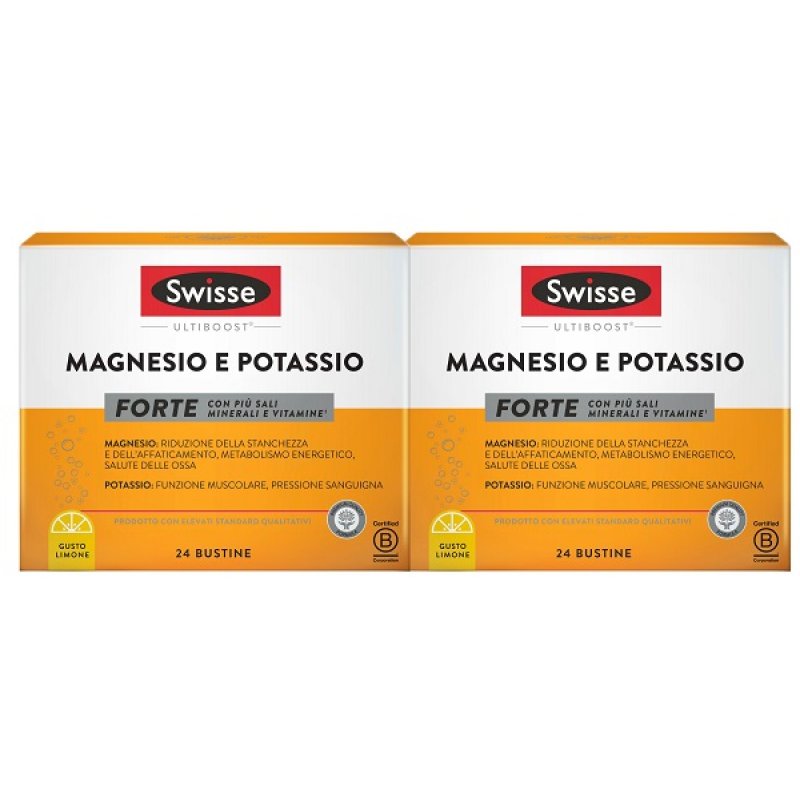 Swisse Magnesio e Potassio Forte - Integratore per stanchezza - Confezione doppia - 48 buste Swisse Magnesio e Potassio Forte - Integratore per stanchezza - Confezione doppia - 48 buste