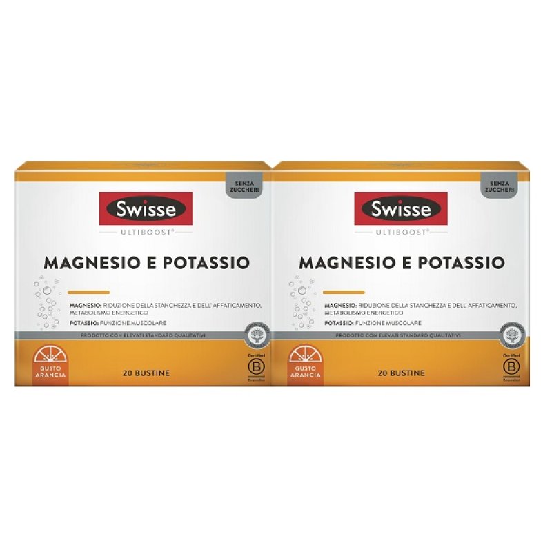 Swisse Magnesio e Potassio - Integratore per stanchezza - 20 + 20 buste - confezione doppia Swisse Magnesio e Potassio - Integratore per stanchezza - 20 + 20 buste - confezione doppia