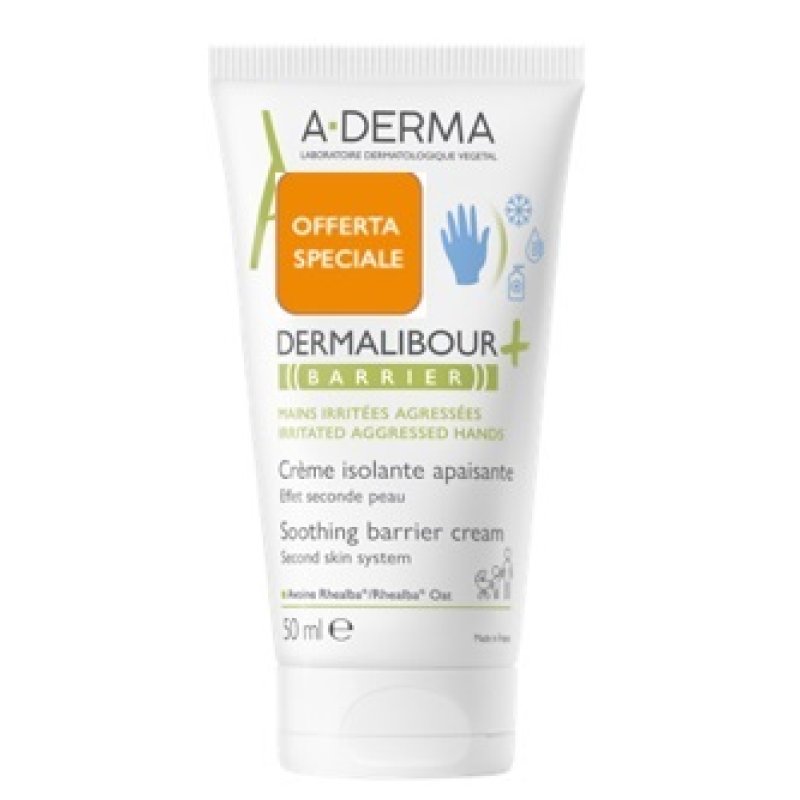 A-Derma Dermalibour + Barrier Crema Mani - Crema isolante lenitiva per mani screpolate e irritate - 50 ml - Offerta speciale A-Derma Dermalibour + Barrier Crema Mani - Crema isolante lenitiva per mani screpolate e irritate - 50 ml - Offerta speciale