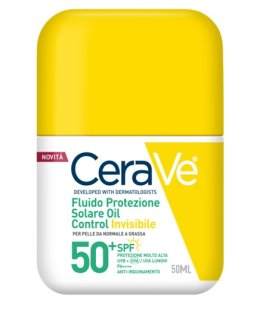 Cerave Fluido Protezione Solare Oil Control SPF50+ - Fluido solare invisibile per pelle da normale a grassa - 50 ml