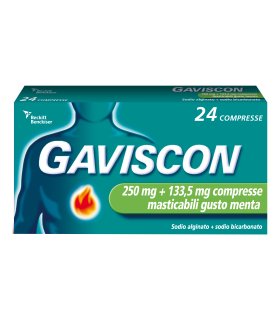 Gaviscon 24 Compresse Masticabili Gusto Menta 250mg+133,5mg