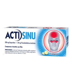 Actisinu - Adatte per il trattamento di sinusite, raffreddore e mal di testa - 12 compresse 200mg + 30mg