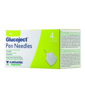 GLUCOJET Pen Needles Aghi per Penna da Insulina 32G 4mm 100 pezzi
