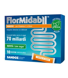 FlorMidabil Immuno - Integratore con fermenti lattici vivi - con Stevia - 10 bustine orosolubili
