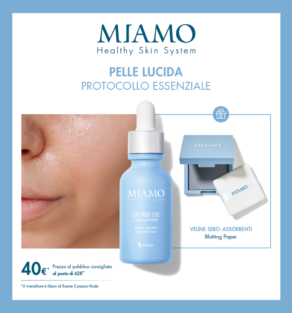 Miamo Cofanetto Protocollo Pelle Lucida Gel Non Oleoso 30 Ml + Veline Assorbi Sebo 100 Veline-image
