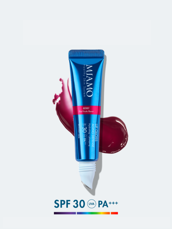 Miamo Lip Gloss Aging Defense SPF30 - Gloss Labbra Idratante E Volumizzante - Nuance Berry - 15 Ml