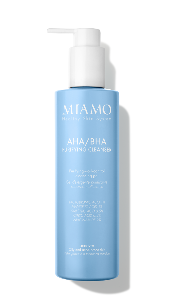 Miamo Acnever AHA/BHA Purifyng Cleanser - Gel detergente anti-imperfezioni per pelle grassa a tendenza acneica - 250 ml