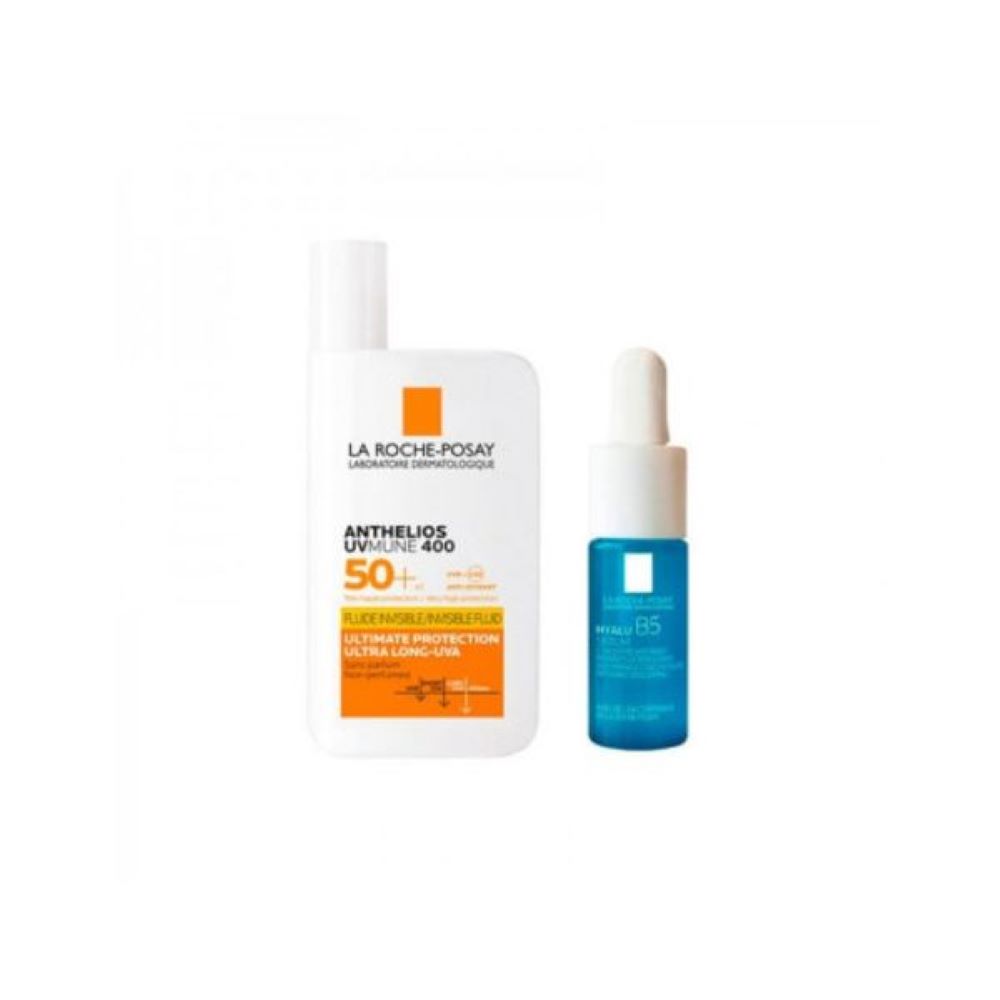 La Roche Posay-Phas (L'oreal) Anthelios Uvmune 400 Fluido Invisibile Spf 50+ + Hyalu B5 Siero - Protezione Solare Molto Alta + Siero Rimpolpante Anti-Rughe