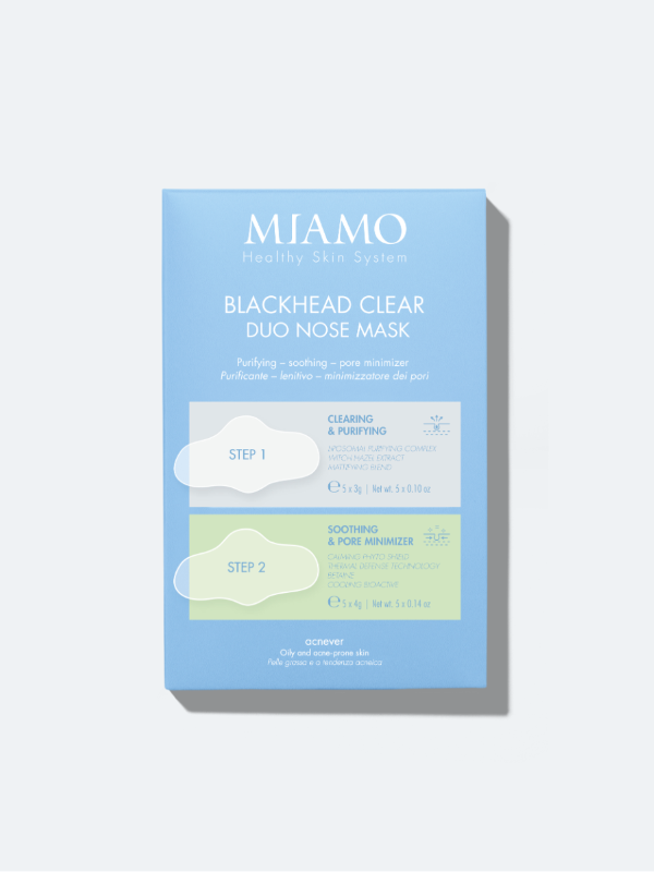 Medspa Srl Neri Miamo Blackhead Clear Duo Nose Mask - Maschera Naso Per Punti - 5 Maschere Step 1 + 5 Maschere Step 2 + 10 Cotton Fiock