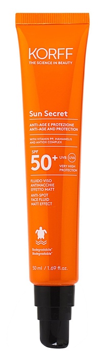 Korff Srl Crema Korff Sun Secret Fludio Protettivo Antietà Spf50+ - Solare Viso Antimacchie Effetto Mat - 50 Ml