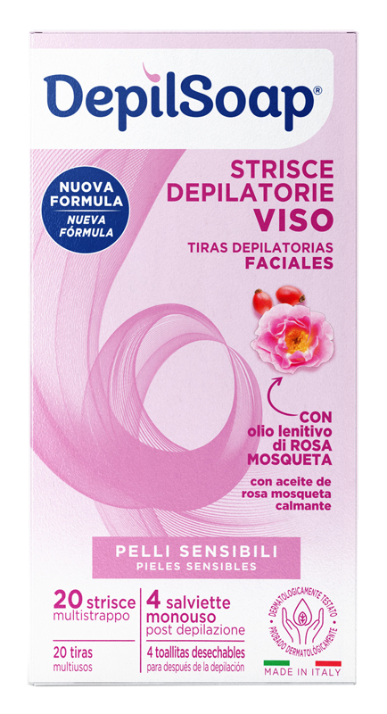 Depilsoap Depilsoap® -Strisce Depilatorie Viso Per Pelli Sensibili,20 Strisce E 4 Salviettine Post-Depilazione 20 St - Immagine 4