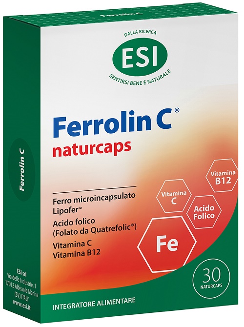Esi Rossi Ferrolin C Naturcaps Integratore Alimentare Di Ferro E Vitamina C 30 Capsule - Immagine 8