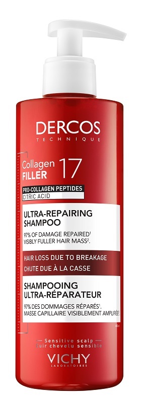 Vichy Dercos Collagen Filler 17 Shampoo Ultra-Riparatore: Shampoo Riparatore Per Capelli Soggetti A Rottura, 400 Ml - Immagine 7