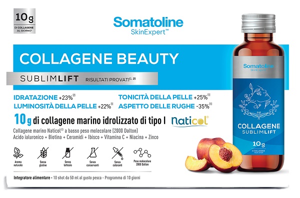 Somatoline Collagene Beauty Sublimlift 10 Shot 50 Ml Gusto Pesca Senza Glutine Senza Lattosio Con Edulcoranti - Immagine 3