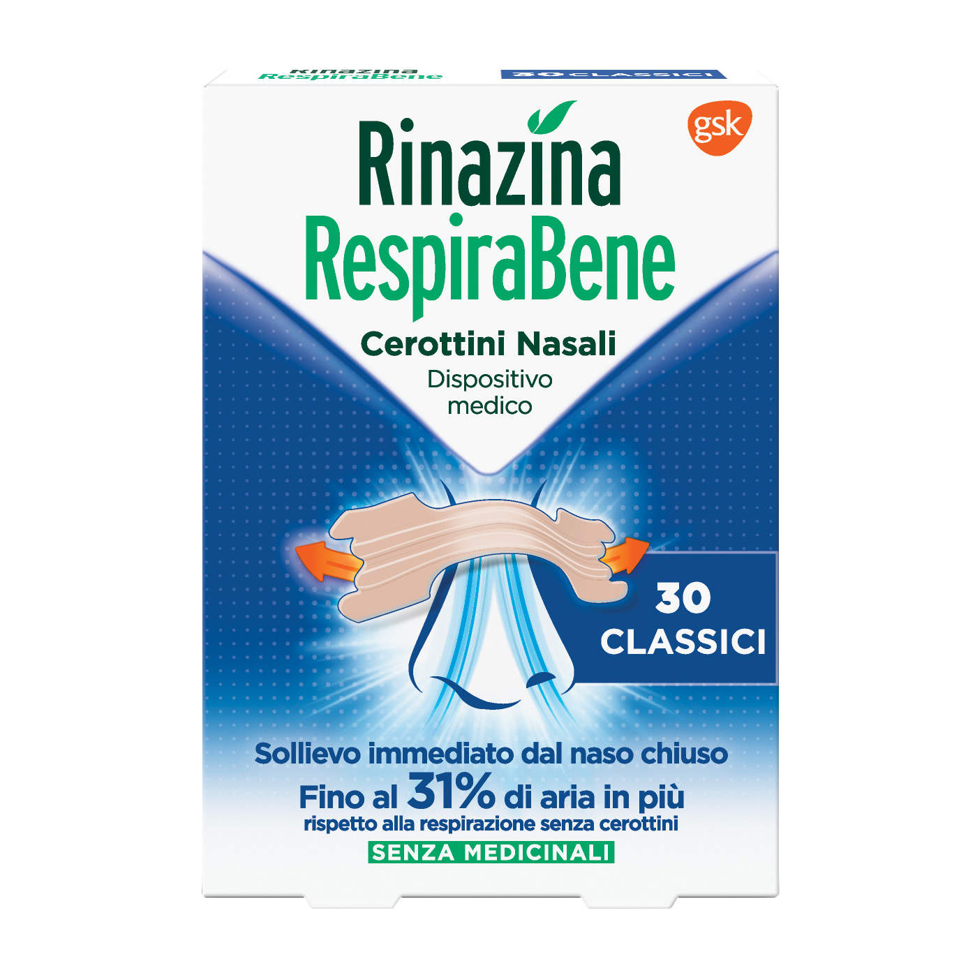 Rinazina Respirabene Cerotto Nasale Classico Adulti 30 cerotti