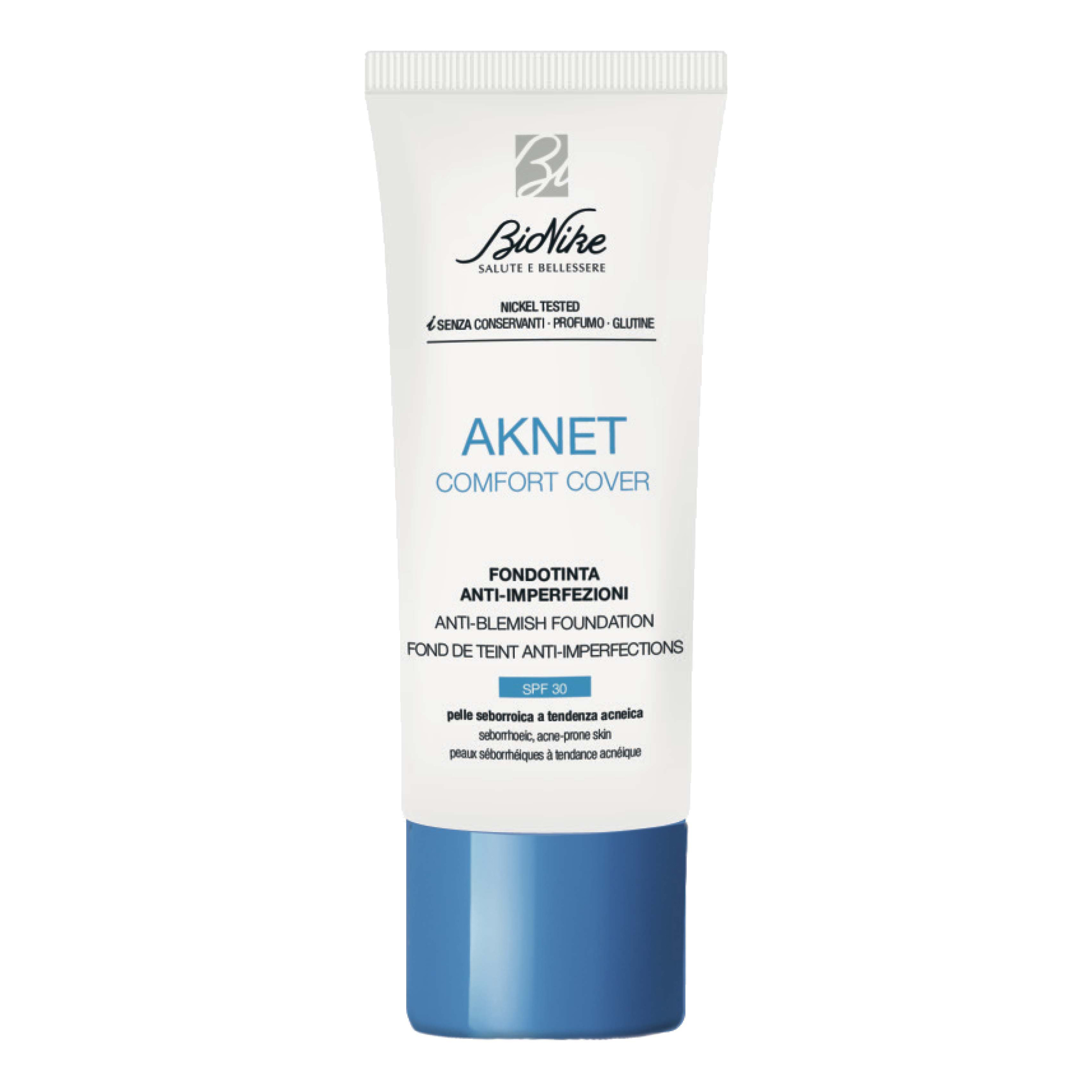 Aknet Comfort Cover Fondotinta Anti-Imperfezioni Coprenza Medio-Alta Finish Mat SPF 30 N. 104 Biscuit 30ml - BioNike - Immagine 9